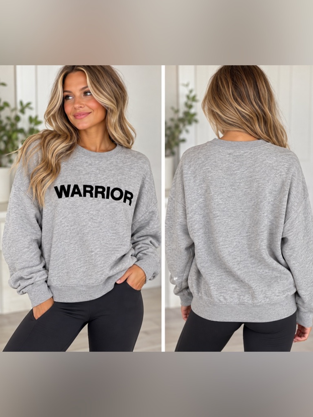 Spiritual Gangster WARRIOR Gray Graphic Crewneck Sweatshirt